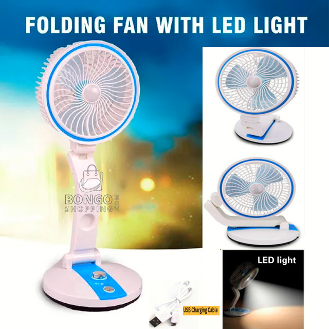 LR 2018 Rechargeable Folding Fan With LED Light ( 1600 mAh Battery)