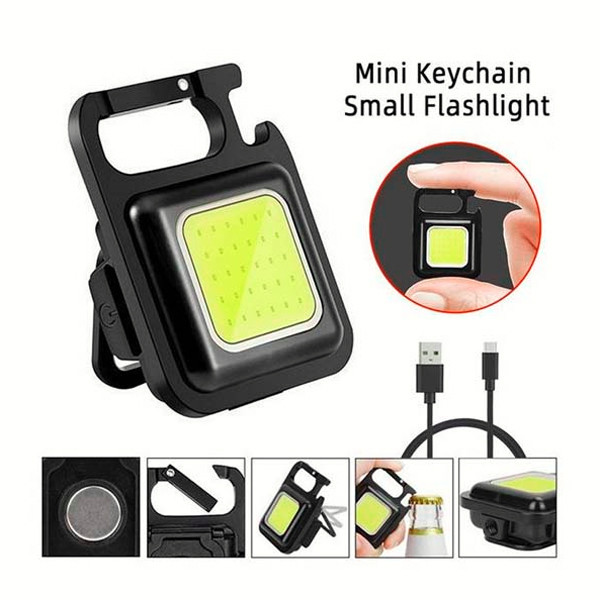 Mini LED Keychain Light USB Rechargeable Emergency Lamp