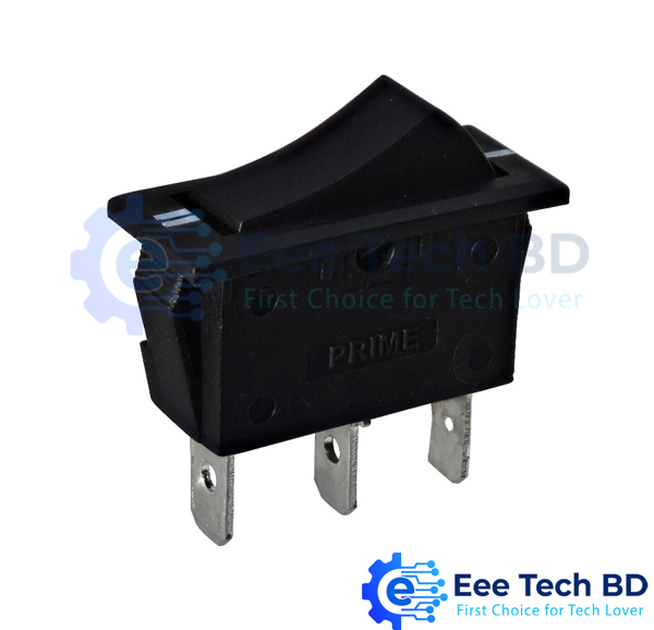 KCD3 15A 3-Pin SPDT Black Rocker Switch