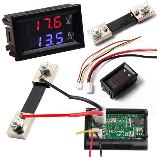 DC100V 50A Blue Red Color Voltmeter & Ammeter